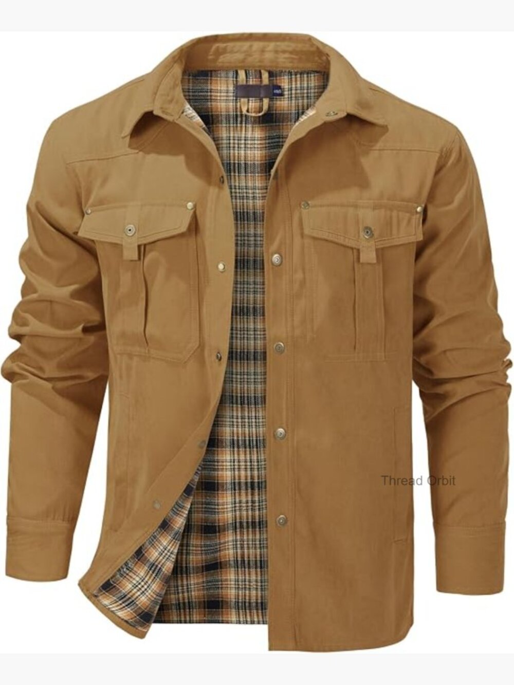 Men's Flannel Lined Snap Button Western Shirt Jacket Shacket